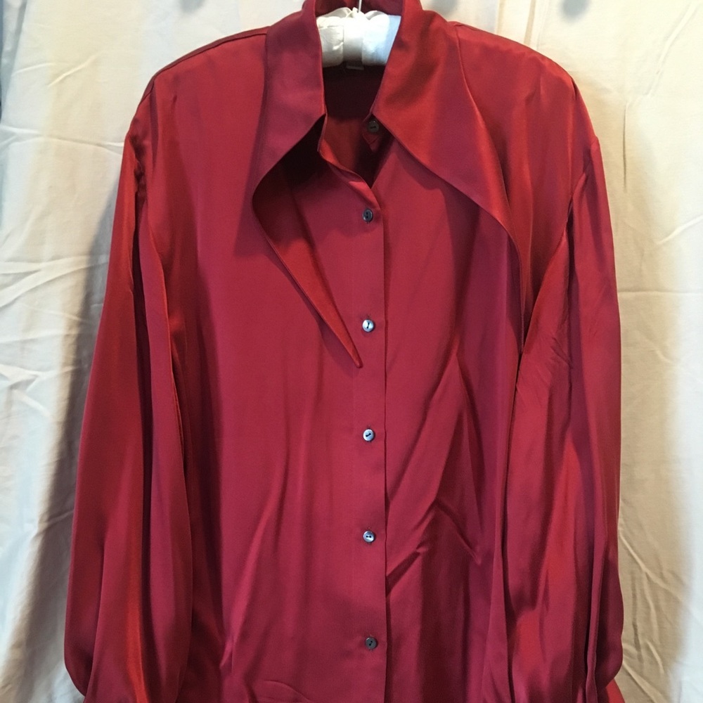 Ruby Red Jewel Tone Silk Blouse